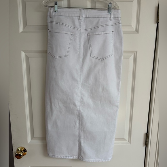 Rachel Zoe Crisp White Denim Midi Skirt - Picture 2 of 3